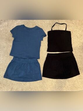 art class Navy Blue Ribbed Tank Top and Short Sleeve Sets